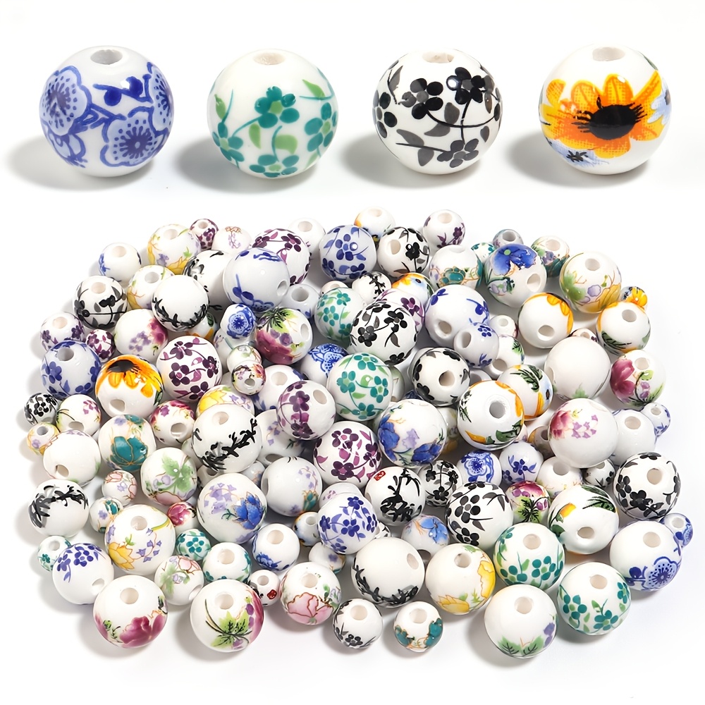 20/30pcs Fresh Natural Minimalist Style Printed Ceramic Beads